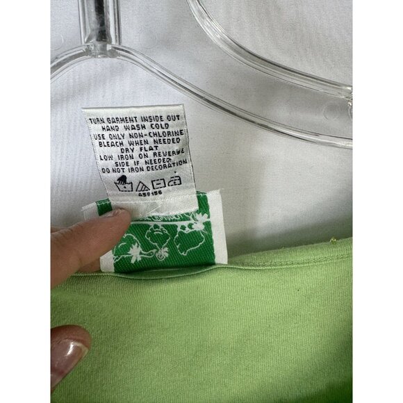 Quacker Factory Scattered Beads Green Tunic Top Plus Size XXL Leaves Tee Shirt - Picture 6 of 7